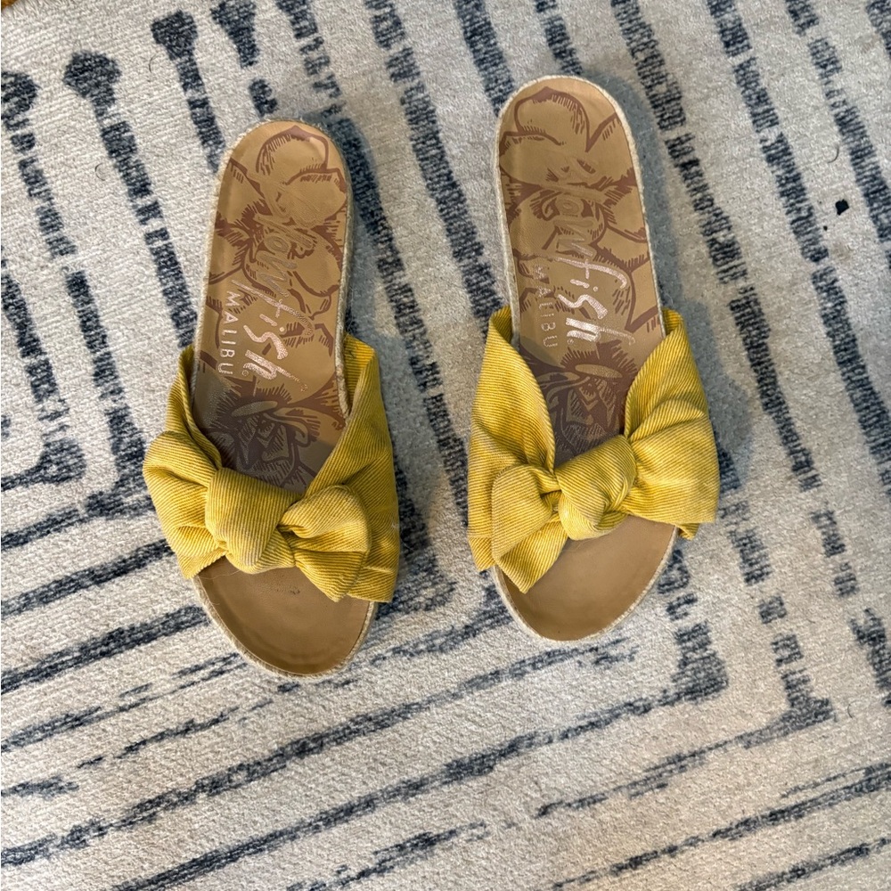 Yellow Bow Slide Sandals